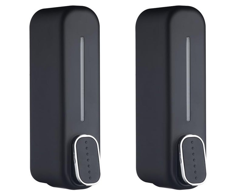 BATH GURU Plastic Liquid Soap Dispenser (Black, 350Ml, Pack of 2) - Image 1