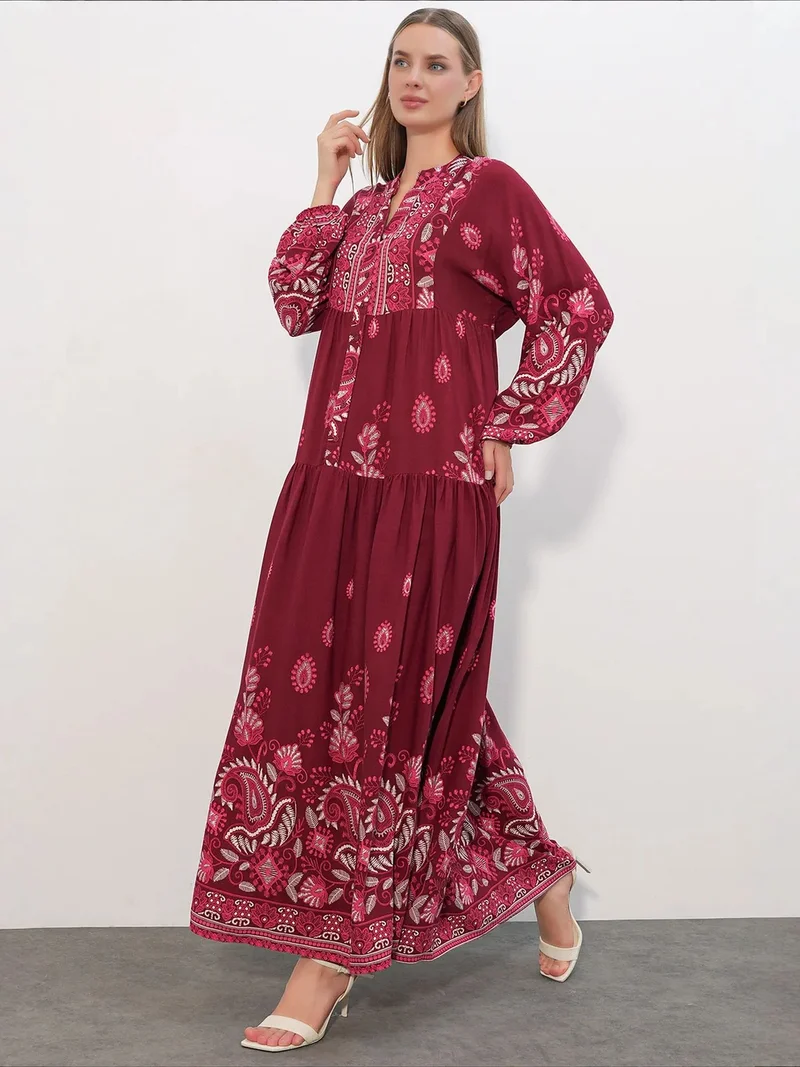 BDART Patterned V-Neck Maxi Dress