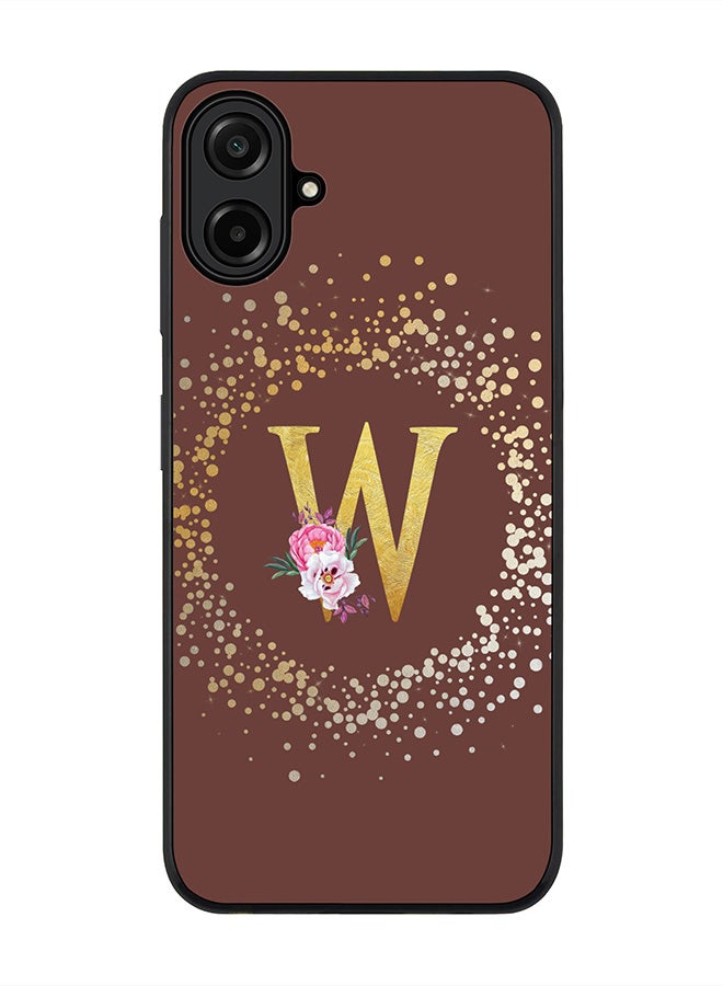 Stylizedd For Samsung Galaxy A07 4G Case,Slim fit Camera Protection, Shockproof Thin Phone cover  - Custom Monogram Floral - W  (Brown )