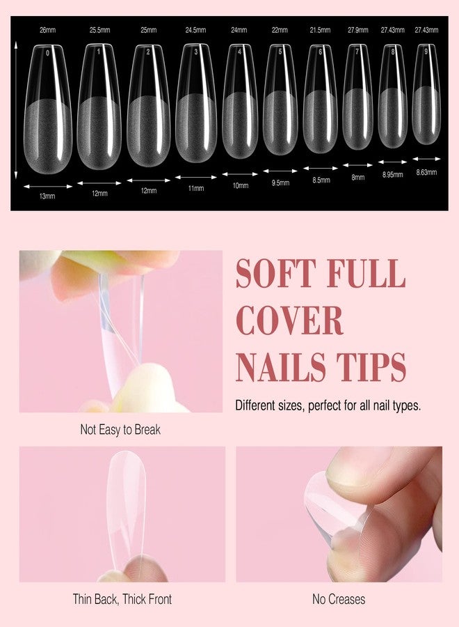SAVILAND Gel Nail Kit - Nail Glue Gels With 36W Curing Lamp, 4-in-1 Glue Gel 15ml, 500PCS Soft Full Cover Medium Coffin Tips, LED Light Design Kit for Extension - Image 5