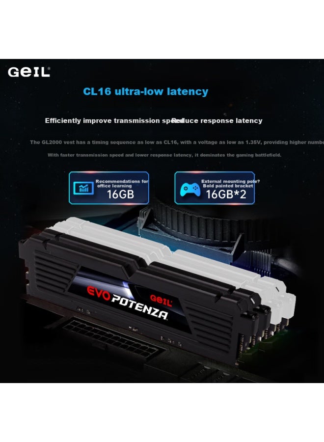 Geil 32gb Kit Ddr4 3600 Desktop Computer Memory Module Intel-specific Gl2000 M.2 Series Black C16 Hynix Cjr Chips - Image 4