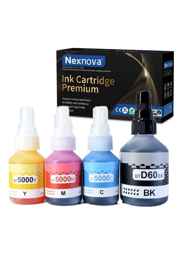 نيكس نوفا Nexnova® Ink BTD60 BT5000 for Brother Pack of 4 Black Cyan Magenta Yellow for DCP - T300 T510W T710W MFC - T810W T910DW HL - T4000DW DCP - T310W T510W T710W MFC - T810W T910DW T4500DW DCP-T300 - Image 1