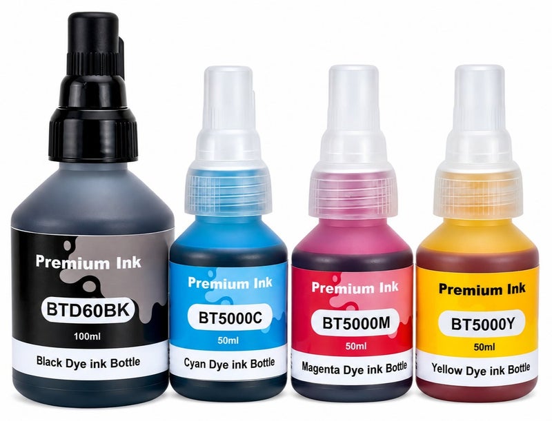 Nexnova® Ink BTD60 BT5000 for Brother Pack of 4 Black Cyan Magenta Yellow for DCP - T300 T510W T710W MFC - T810W T910DW HL - T4000DW DCP - T310W T510W T710W MFC - T810W T910DW T4500DW DCP-T300 - Image 1