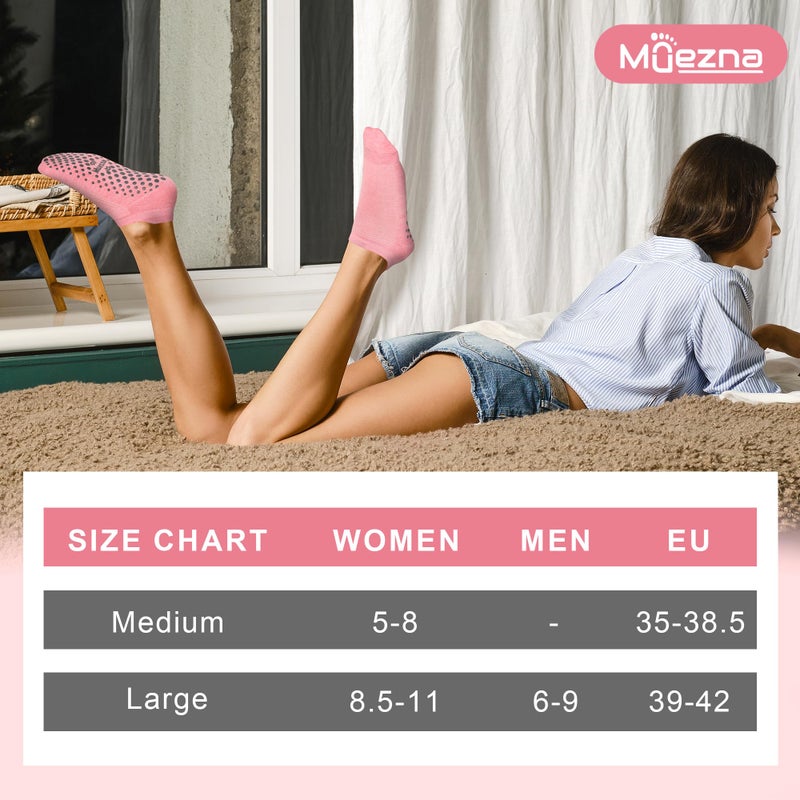 Muezna 6 Pairs Pilates Grip Socks for Women, Non Slip Yoga Socks with Grips, Grippy Socks for Barre, and Hospital - Image 5