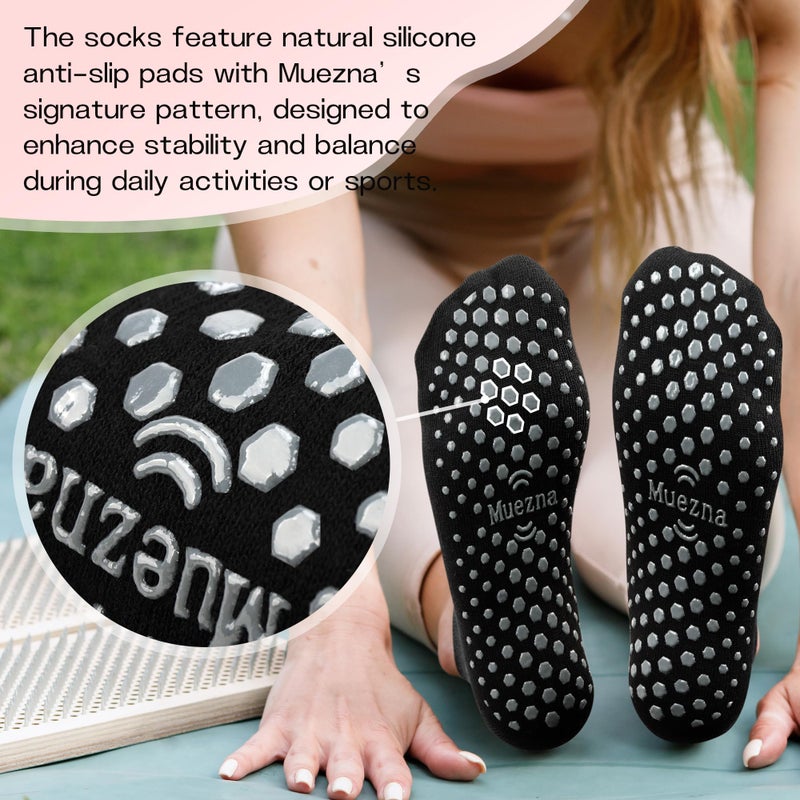 Muezna 6 Pairs Pilates Grip Socks for Women, Non Slip Yoga Socks with Grips, Grippy Socks for Barre, and Hospital - Image 3