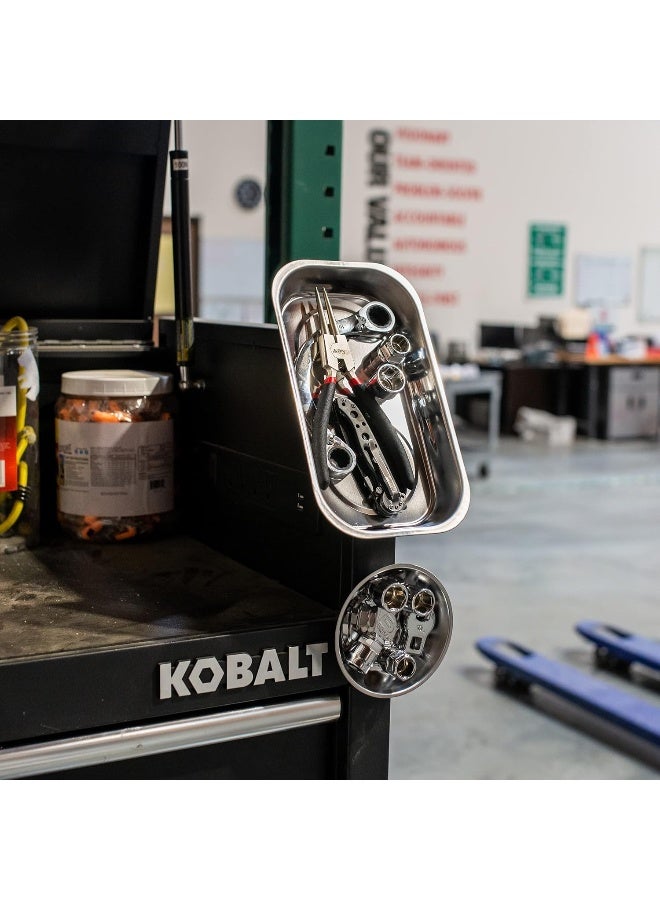 ABN مجموعة صواني أدوات مغناطيسية ABN - 2 عبوة صواني مستطيلة ودائرية من الفولاذ لتخزين وتنظيم الأجزاء المغناطيسية - Image 3