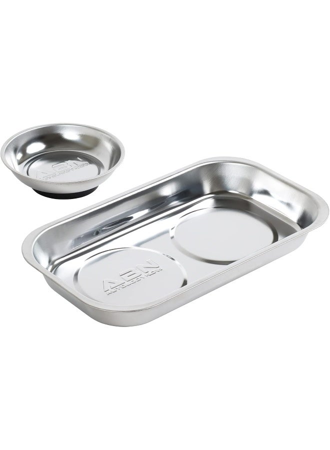 ABN مجموعة صواني أدوات مغناطيسية ABN - 2 عبوة صواني مستطيلة ودائرية من الفولاذ لتخزين وتنظيم الأجزاء المغناطيسية - Image 5