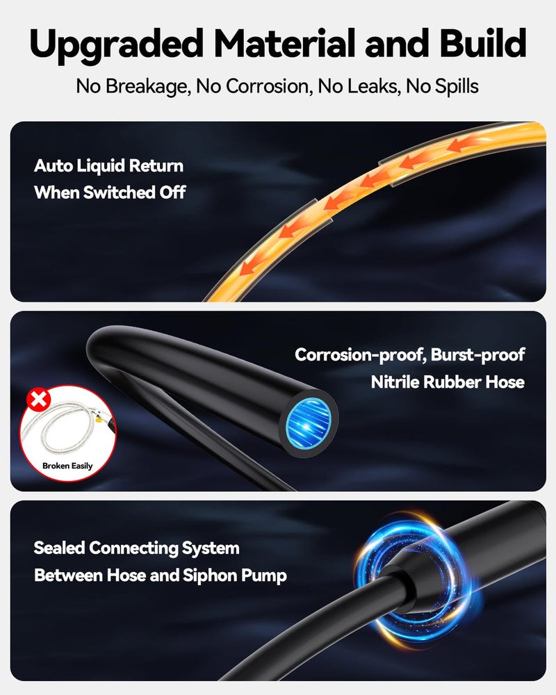 Leshein Fuel Transfer Pump 3GPM, USB Rechargeable Electric Siphon Pump for Gasoline Diesel Water, Portable Leakproof Gas Can Pump with Upgraded Hose Material & Build, Ultra-Fast Oil Transfer Pump - Image 4