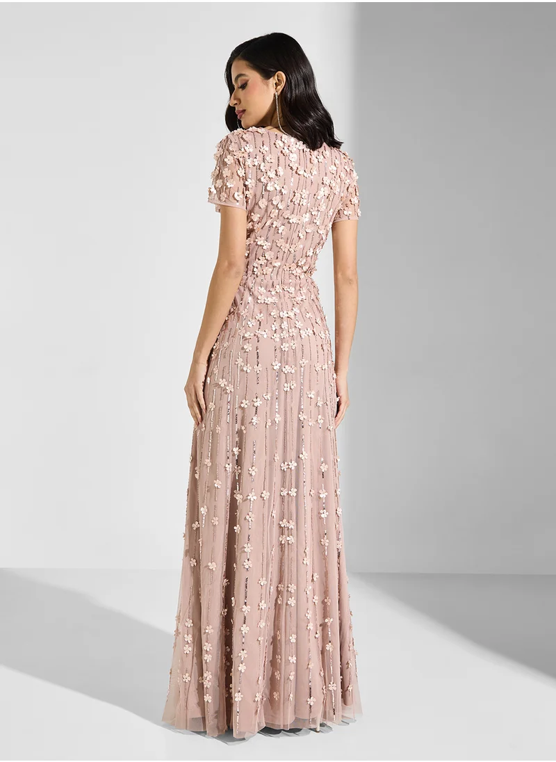 Namshi x Sequin Embroidered Dress