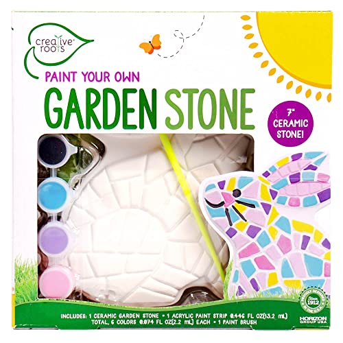 Creative Roots Paint Your Own Bunny Garden Stone Craft Kits Stepping Stones Kit for Kids Ceramics to Paint Ages 6 - Image 1