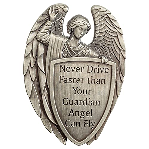Dicksons Male Guardian Angel Silver Tone 2.5 Inch Zinc Alloy Metal Auto Visor Clip - Image 1