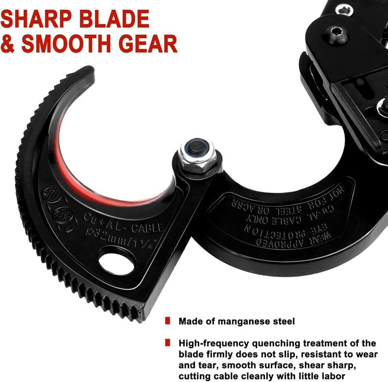 Sanuke Ratchet Cable Wire Cutter, Heavy Duty Ratcheting Cable Cutters for Electricians - Cutting Aluminum Copper Soft Wire up to 240mm²/600MCM - Image 4