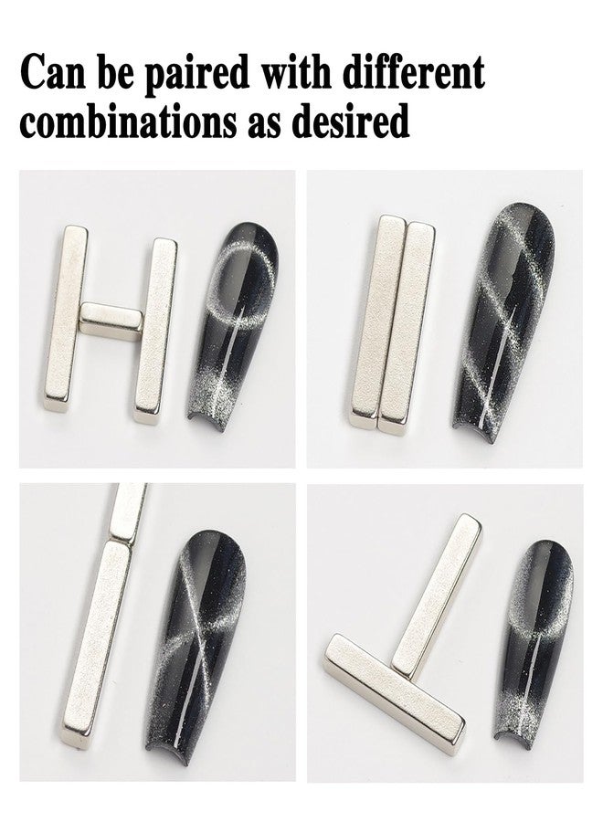 JERCLITY 8 Pieces Cat Eye Magnet for Nails Lengthen Double Ended Cylindrical Nail Magnet Nail Magnetic Stick Flower Nail Magnet Pen Small Rectangular Nail Magnet Set for Cat Eye Gel Polish Nail Art - Image 3