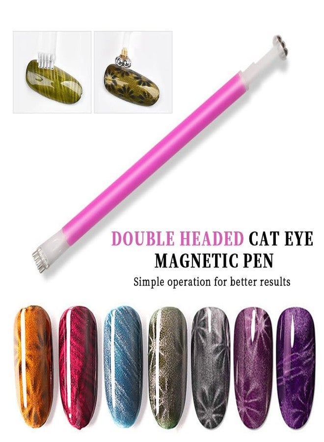 JERCLITY 8 Pieces Cat Eye Magnet for Nails Lengthen Double Ended Cylindrical Nail Magnet Nail Magnetic Stick Flower Nail Magnet Pen Small Rectangular Nail Magnet Set for Cat Eye Gel Polish Nail Art - Image 5