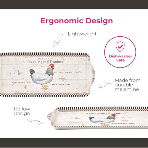 Pimpernel On the Farm Rectangular Melamine Tray – (14.5" x 6.25") Rustic Farmhouse Serving Platter, Durable Decorative Kitchen Piece for Snacks, Appetizers, Beverages, Dining & Parties - Image 5