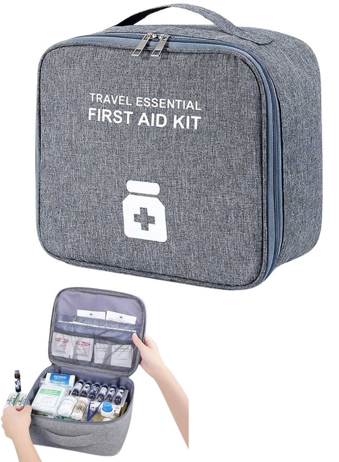 Portable Waterproof and Dustproof First Aid Bag Designed for Travel to Protect Your Family Anywhere Features Organized Interior - Grey - Image 1