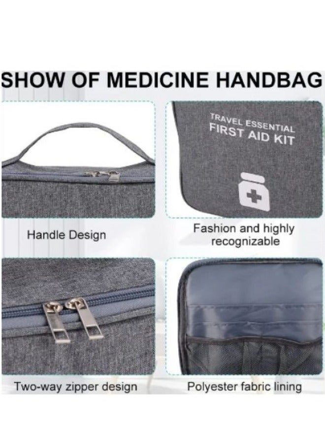 Portable Waterproof and Dustproof First Aid Bag Designed for Travel to Protect Your Family Anywhere Features Organized Interior - Grey - Image 3