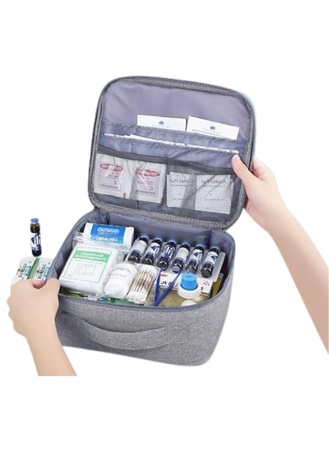 Portable Waterproof and Dustproof First Aid Bag Designed for Travel to Protect Your Family Anywhere Features Organized Interior - Grey - Image 2