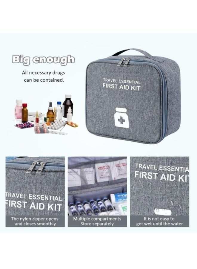 Portable Waterproof and Dustproof First Aid Bag Designed for Travel to Protect Your Family Anywhere Features Organized Interior - Grey - Image 4