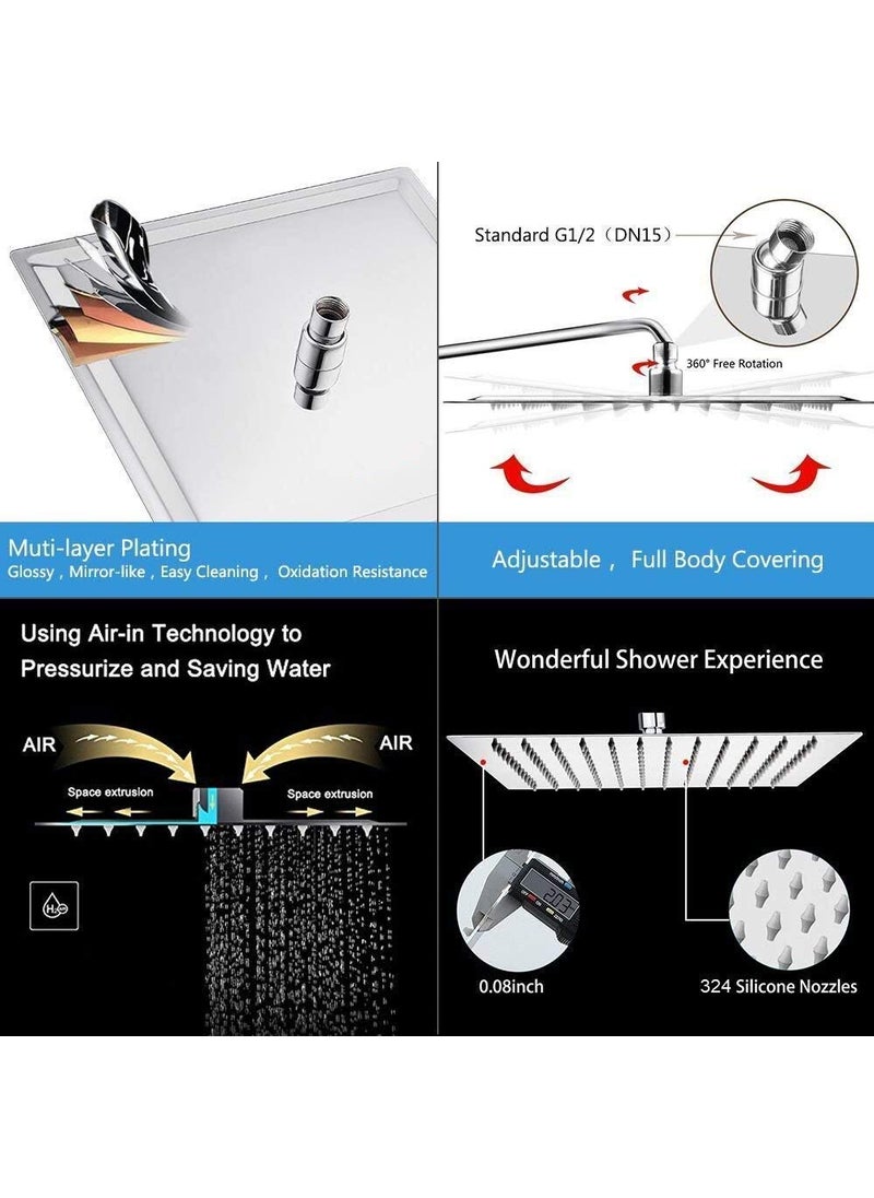 AMJ - AMJ® 8x8 (8") Stainless Steel UltraSlim Square Rain Shower - Image 1