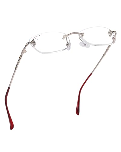 LUFF Rimless Reading Glasses for Women, Fashion Diamond Cutting Frameless Glasses,Stylish Ultra-light Metal Frameless Reader(1.0X) - Image 1