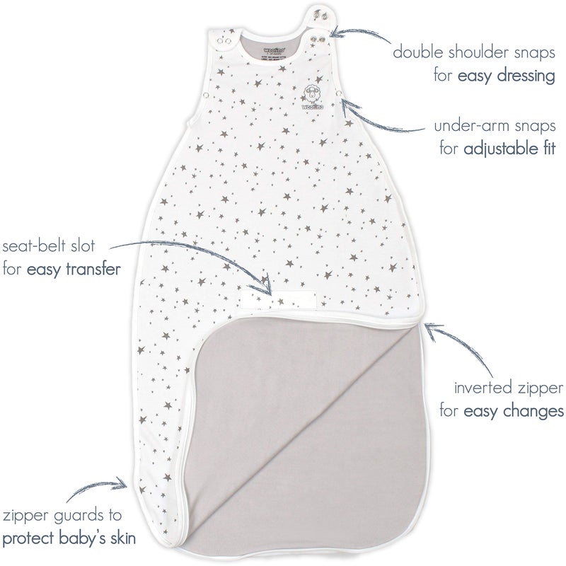 Woolino Toddler Sleeping Sack, 4 Season, Merino Wool and Organic Cotton, Baby Sleep Bag, 2-4 Years, Stars - Image 5