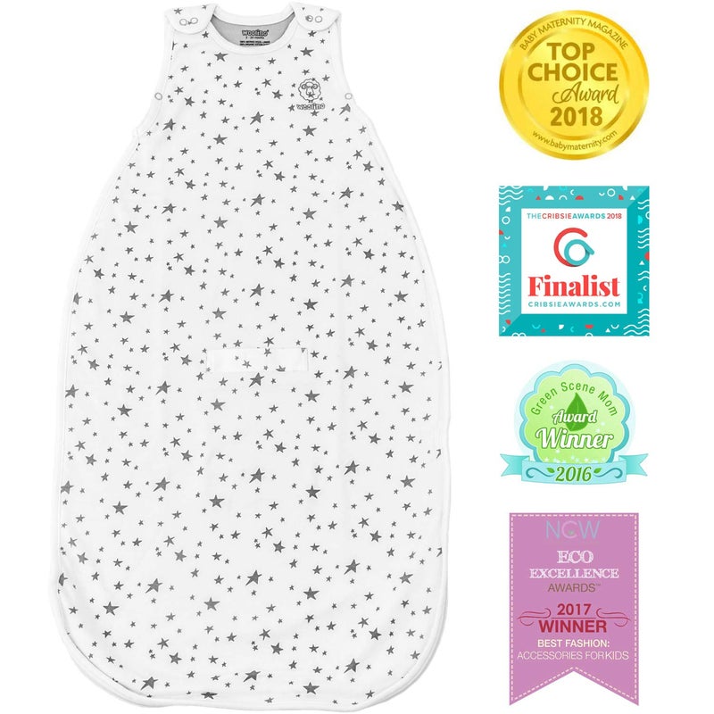 Woolino Toddler Sleeping Sack, 4 Season, Merino Wool and Organic Cotton, Baby Sleep Bag, 2-4 Years, Stars - Image 2