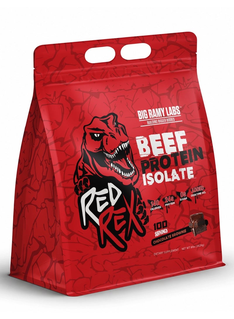 RED REX Beef Protein Isolate Powder - Chocolate Flavor - 8lb (3.62kg) - 24 g Protein Per Serving - 100 Servings - for Muscle Growth & Recovery - Image 1