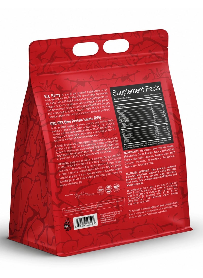 RED REX Beef Protein Isolate Powder - Chocolate Flavor - 8lb (3.62kg) - 24 g Protein Per Serving - 100 Servings - for Muscle Growth & Recovery - Image 2