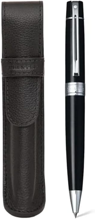 SHEAFFER Sheaffer 300 Glossy Black Pen with ChromePlated Trim and Matching Pouch gift Set Ballpoint  - Image 2