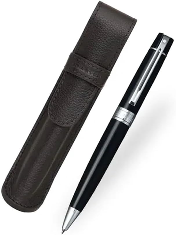 SHEAFFER Sheaffer 300 Glossy Black Pen with ChromePlated Trim and Matching Pouch gift Set Ballpoint  - Image 3