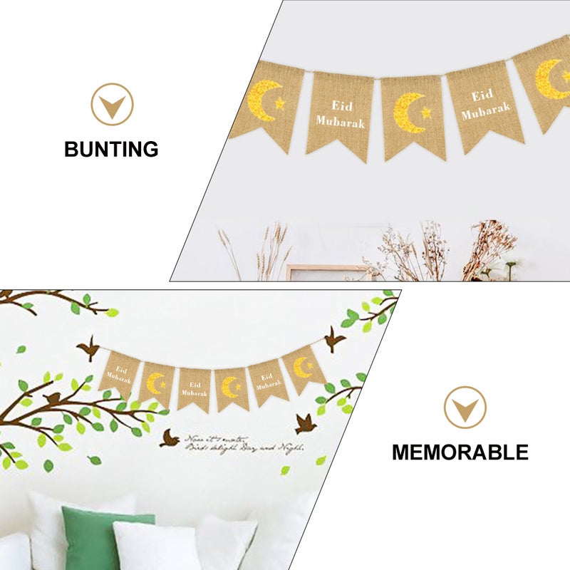 1 Set Eid Mubarak Party Hanging Banner Ornament Muslim Festival Decor - Image 3