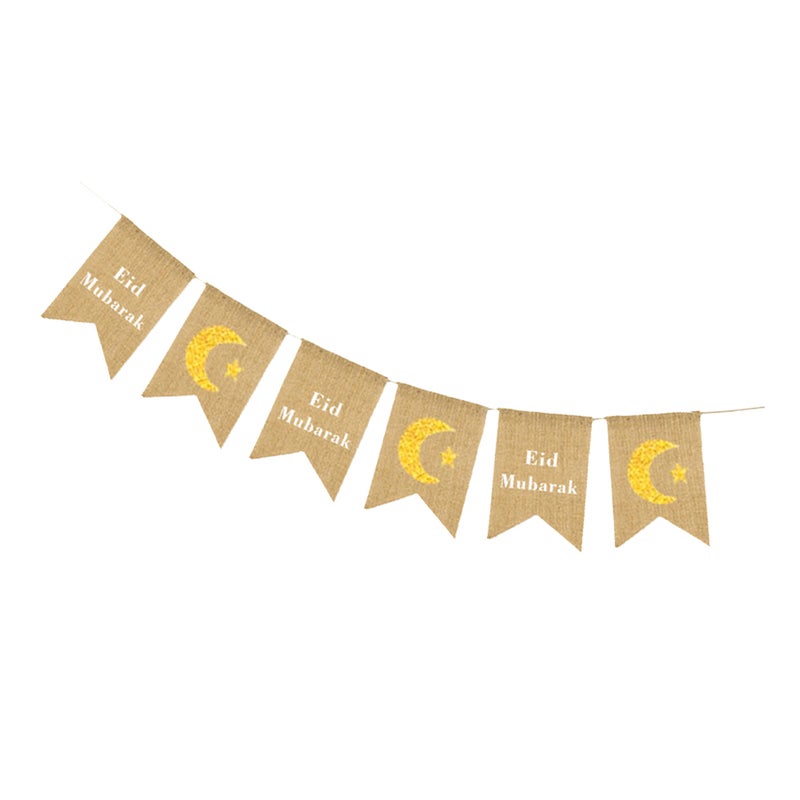 1 Set Eid Mubarak Party Hanging Banner Ornament Muslim Festival Decor - Image 1