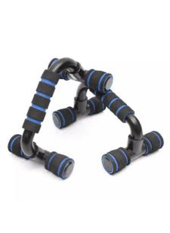 Generic - 2-Pieces Professional Non-Slip Push-Up Bars Foam Padded and Angled Grip Push-Up Stands Black/Blue - Image 1