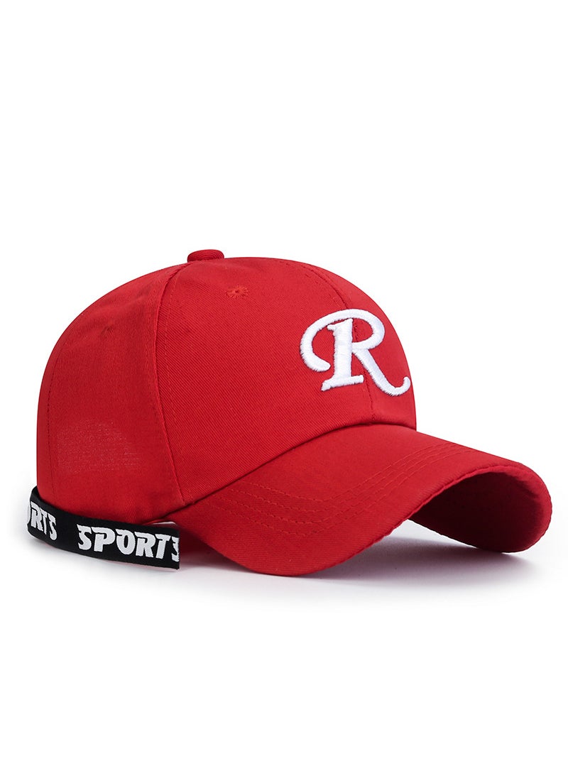 Generic Korean New Spring Summer Letter Ribbon Embroidered Baseball Cap for Couples Red  - Image 1