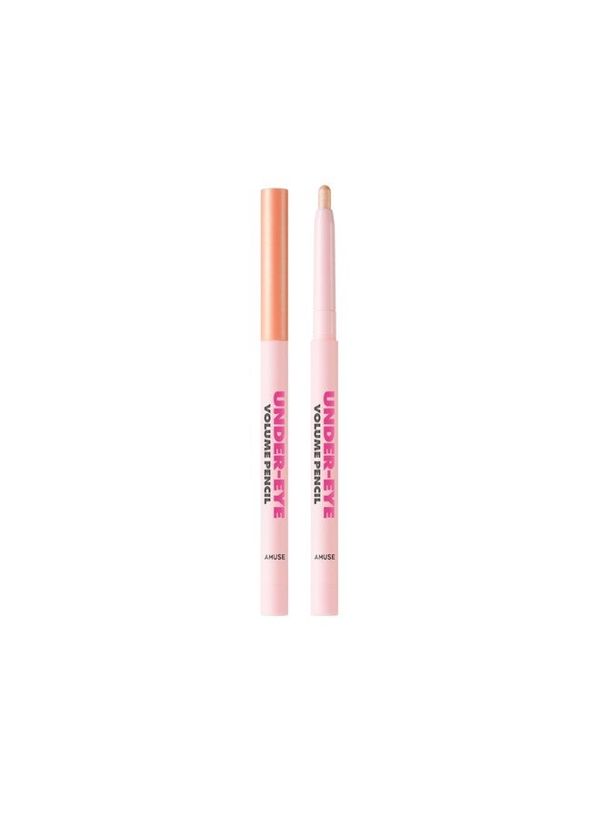 Amuse SEOUL Under-eye Volume Pencil 02 Peach Natural | Cream Eyeshadow Multi-stick, Shimmer, Silky Texture, Pearl Shimmer Shiny, Highlighter Eye Shadow Stick 1.1g