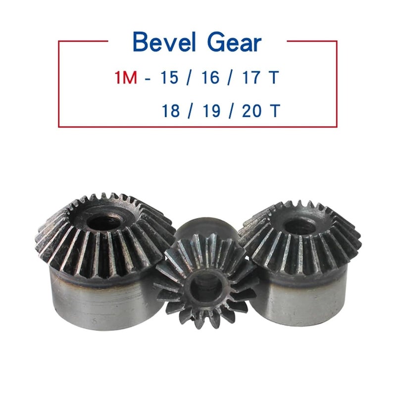 ترس مائل مخروطي، قطعة واحدة، مواصفات: 1M15T/16T/17T/18T/19T/20T، زاوية تشابك 90 درجة، من الفولاذ الكربوني، نسبة نقل 1:1، قطع غيار - Image 3