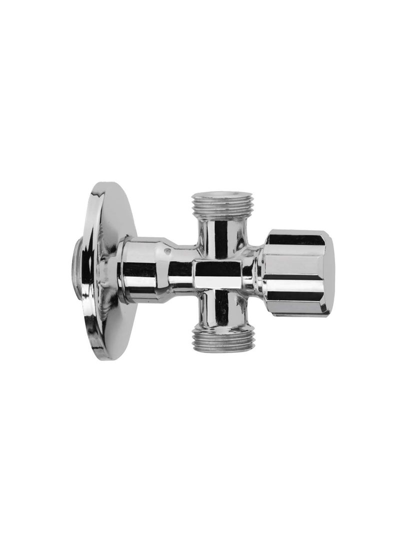 Bold Techno 2 way Angle Valve with Round Handle – Premium Brass Chrome Finish, High Pressure 1/2×1/2 Inch, Scratch Resistant, Easy to Clean, Durable Ceramic Plates for Bathroom & Kitchen Fixtures - Image 1
