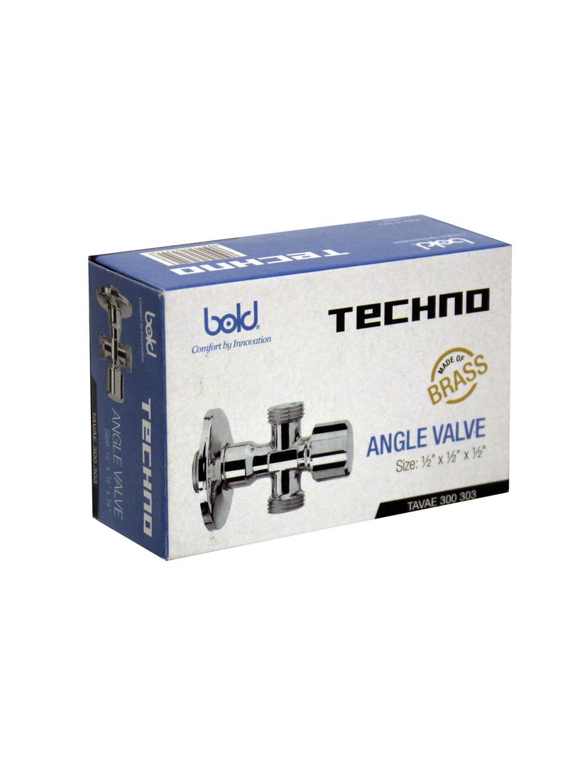 Bold Techno 2 way Angle Valve with Round Handle – Premium Brass Chrome Finish, High Pressure 1/2×1/2 Inch, Scratch Resistant, Easy to Clean, Durable Ceramic Plates for Bathroom & Kitchen Fixtures - Image 2