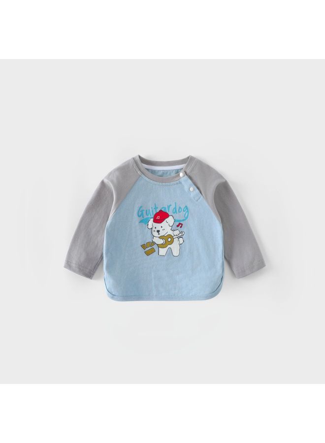 Children's Raglan Sleeve T-shirt, Left And Right Side, Autumn, Cute Cartoon Base Shirt For Girls, Fashionable Autumn Top For Boys