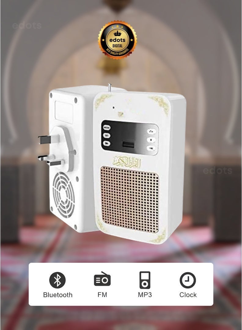 Edots Bluetooth Quran Speaker | 1 Year Warranty | App Control, Night Light, 8GB Memory & USB Connection | White - Image 3