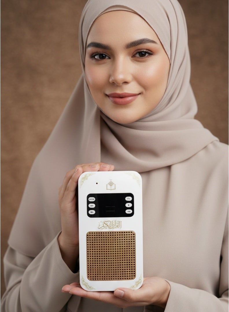 Edots Bluetooth Quran Speaker | 1 Year Warranty | App Control, Night Light, 8GB Memory & USB Connection | White - Image 5
