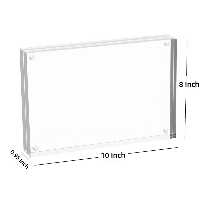Meetu Acrylic Picture Frame 8x10 Clear Freestanding Double Sided 24mm Thickness Frameless Magnetic Photo Frames Desktop Display with Gift Box Package (2 Pack) - Image 2