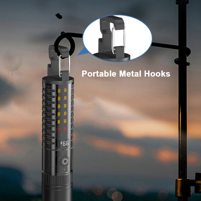 Portable Aluminum Alloy Light: Black Dual-Light High Power Flashlight - Adjustable Brightness Telescopic Design Camping Light for Outdoor Tent Use & Mobile Device Charging - Image 5