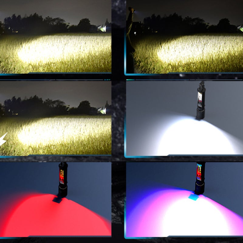 Portable Aluminum Alloy Light: Black Dual-Light High Power Flashlight - Adjustable Brightness Telescopic Design Camping Light for Outdoor Tent Use & Mobile Device Charging - Image 3