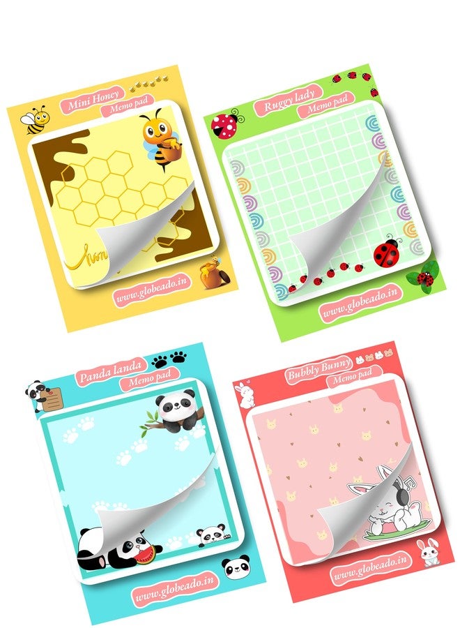 GLOBEADO Memo Pads - 160 Sheets (4 Patterns) | Tear-Off Notepads for Office, School & Home - Image 1