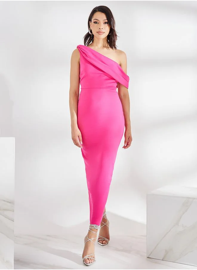 ستايلي Asymmetric Neck Bodycon Maxi Dress with Back Slit