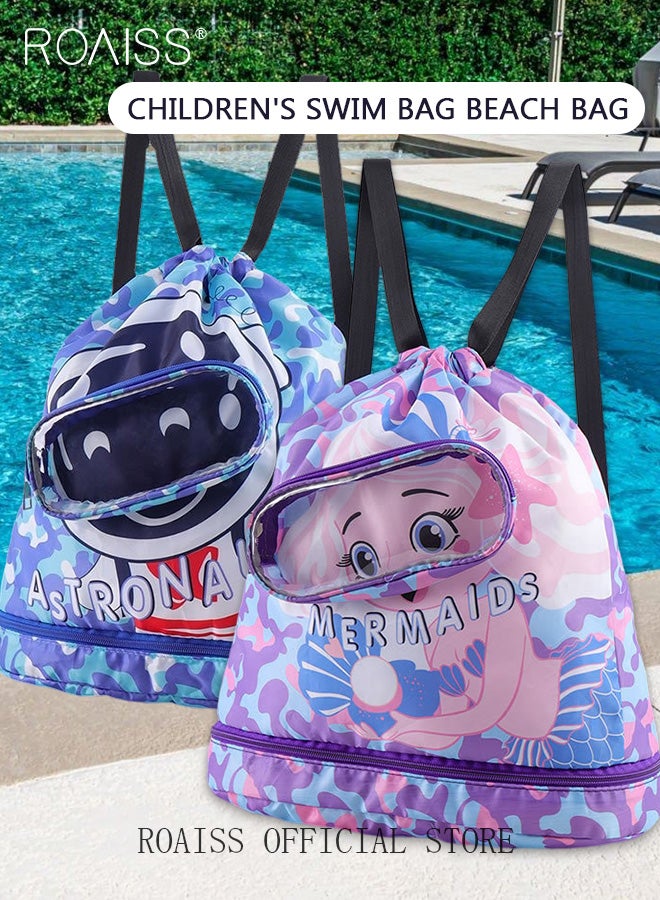 roaiss Kids Beach Backpack Set Waterproof Swim Bags Dry and Wet Separation Large Capacity Children Portable Sports Backpack with Independent Shoe Compartment - Image 1