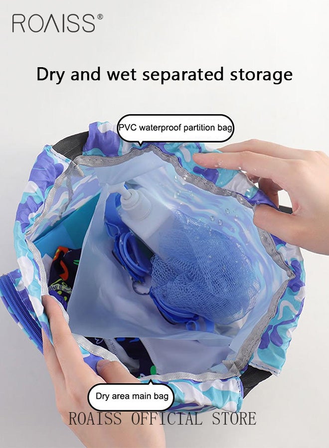 roaiss Kids Beach Backpack Set Waterproof Swim Bags Dry and Wet Separation Large Capacity Children Portable Sports Backpack with Independent Shoe Compartment - Image 5