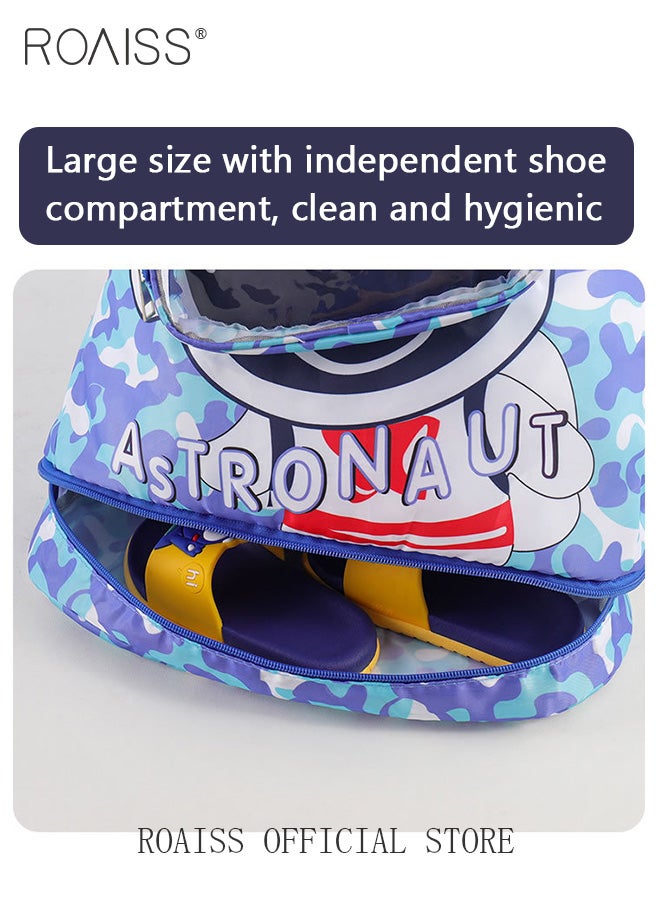 roaiss Kids Beach Backpack Set Waterproof Swim Bags Dry and Wet Separation Large Capacity Children Portable Sports Backpack with Independent Shoe Compartment - Image 4